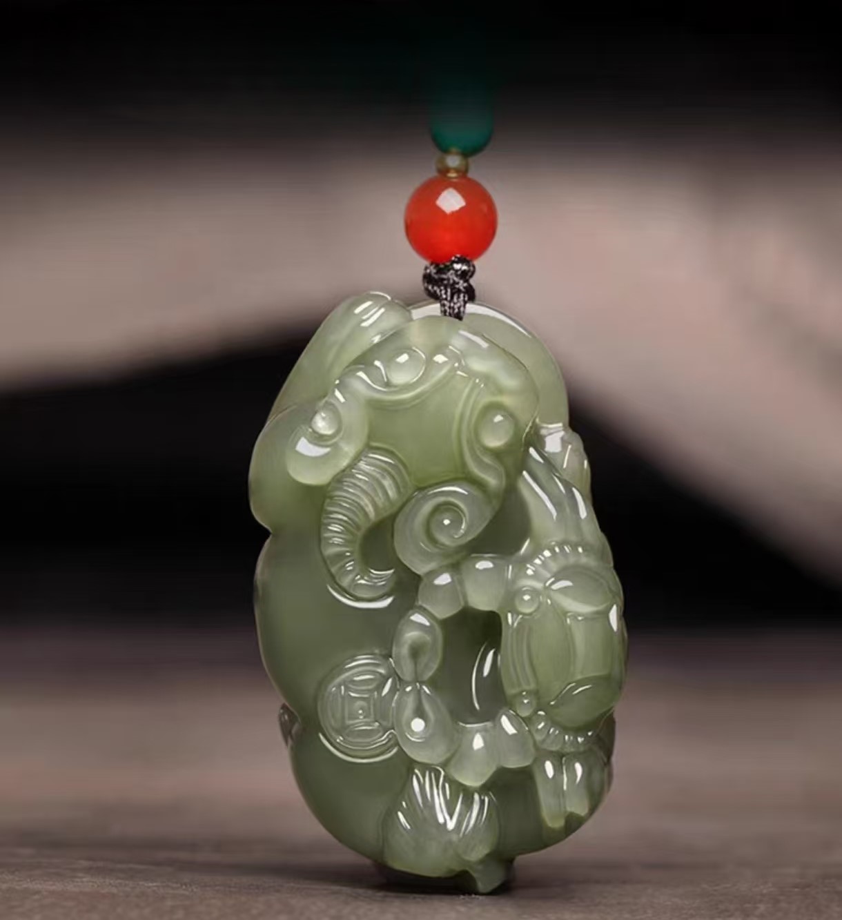 SINGLE - Fengshui Pixiu Necklace - Good Karma Jade Pendant for Men & Women, Couple Matching Wealth Charm Jade Pixiu Pendant
