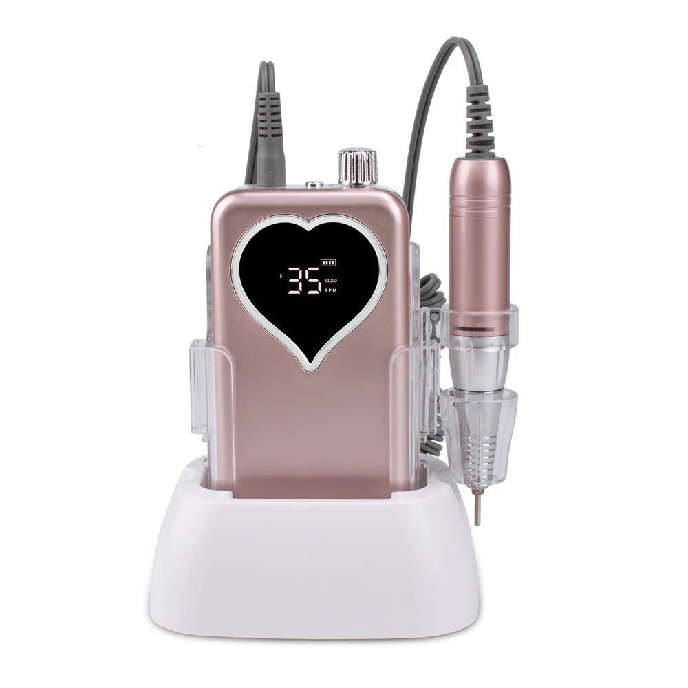 Light Rose Gold 35000 RPM portable electric nail drill nail file nail drill cordless polishing machine 241007