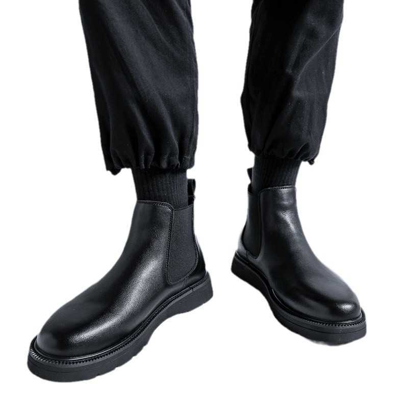 Martin Boot English Style Chelsea Short Boots Mens Loose Ankle Boots High Top Versatile Chimney Boots Motorcycle Work Shoes Fashion Boots 240927