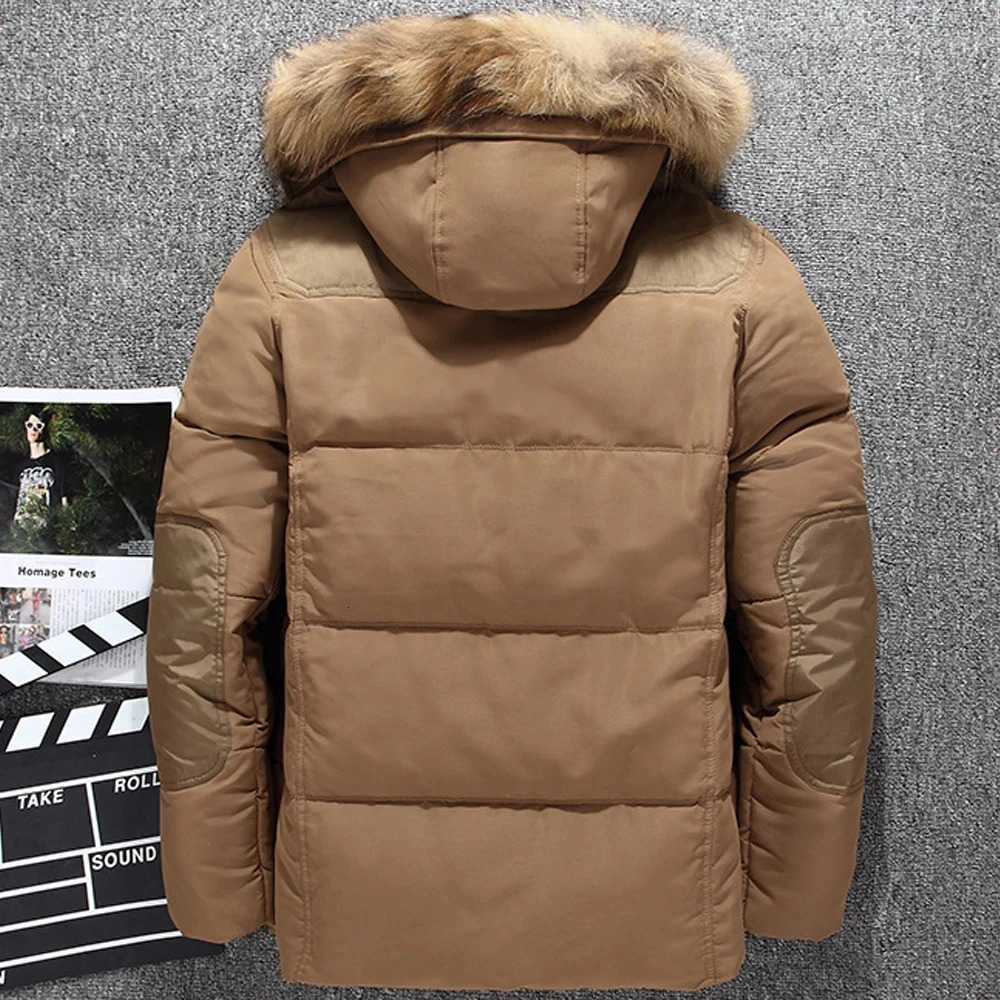 Winter big leather hooded duck down jacket for men warm and high-quality down jacket for men casual winter jacket Down Parkas JK-633 241018