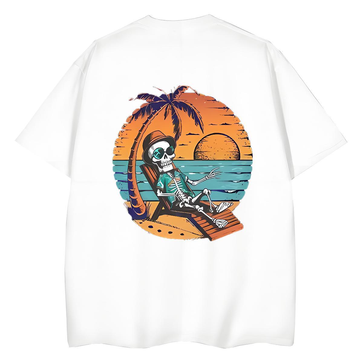 Classic T-Shirts 230g Cotton Breathable Short Sleeve Outdoor skull Unisex Tshirts Designer Nice Custom Print Oversized Clothes