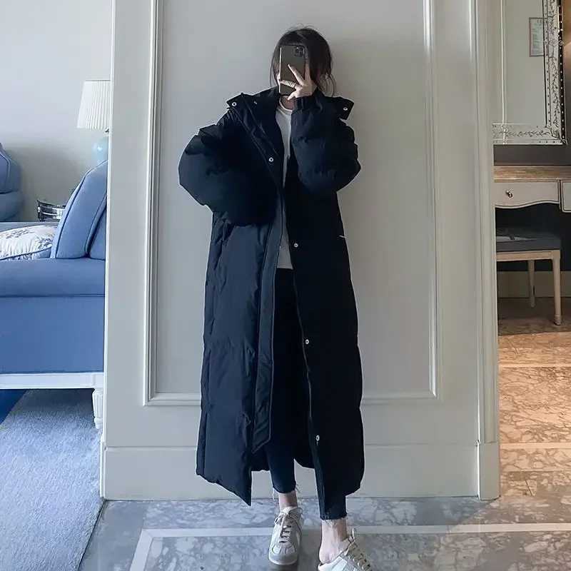 Fashion Down Cotton Jacket for Womens Winter Clothing Knee Length Cotton Jacket Extra Long To Ankle Student Cotton JacketX241019