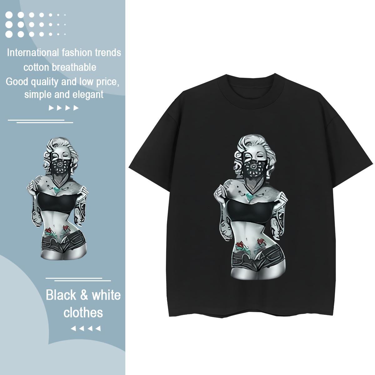 2024 T-Shirts 100% Cotton 230g Breathable Crew Neck Summer Casual person Couples T Shirts Wholesale Anime Oversized Tshirts