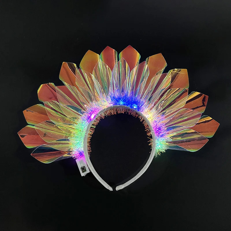 Hair Head with Luminous Crown LED Laser Hair Head with Luminous Crown Nightclub Role Playing Party Headband Hair 241018