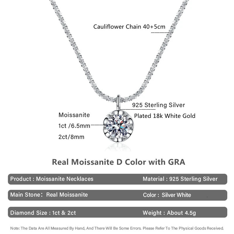 1-2CT pendant necklace suitable for womens parties and weddings 925 sterling silver sparkling diamond copper flower chain exquisite jewelry 241018