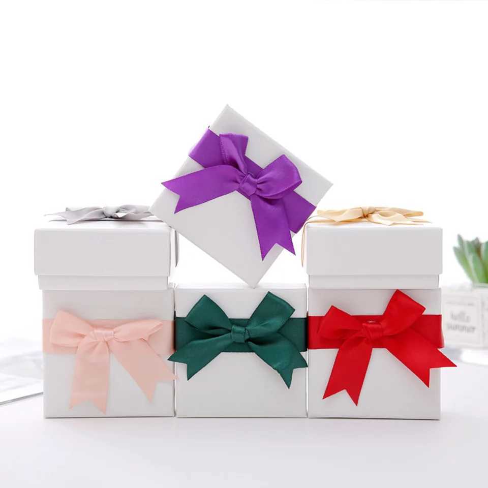 Butterfly ribbon jewelry box bracelet ring earring necklace pendant square jewelry display packaging gift box 7.5x7.5x3.5cm W241019