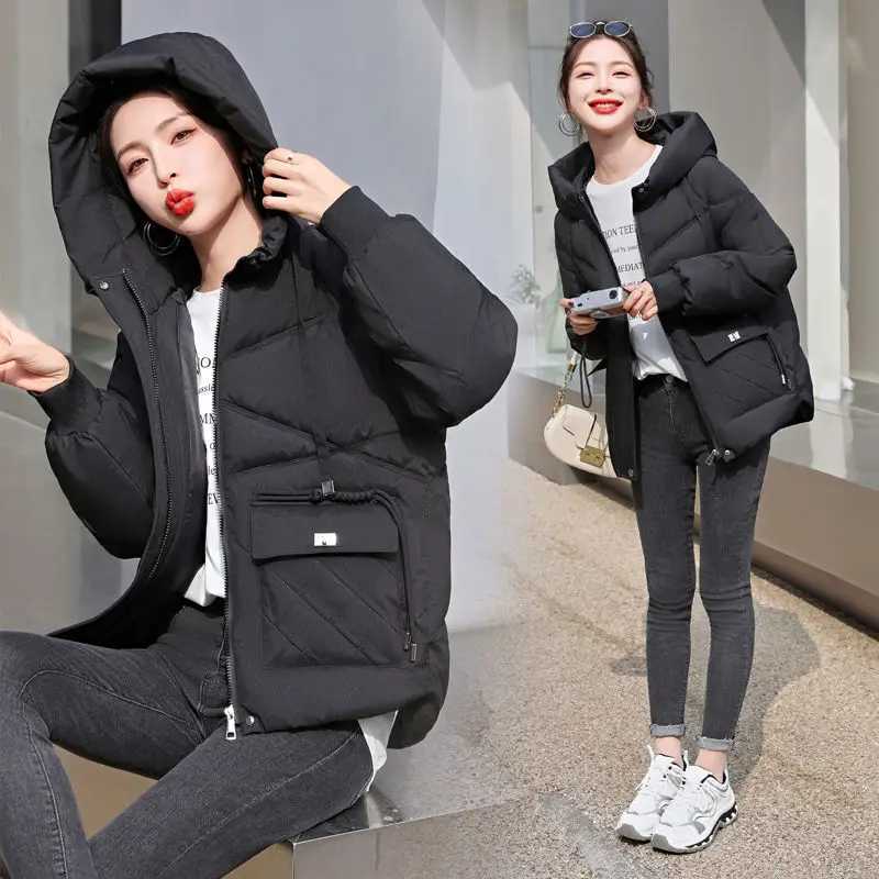 2024 New Winter women Warm Down Cotton Jacket fashion hooded Thick Puffer clothing Short coat casual Loose outerwear female R022X241019