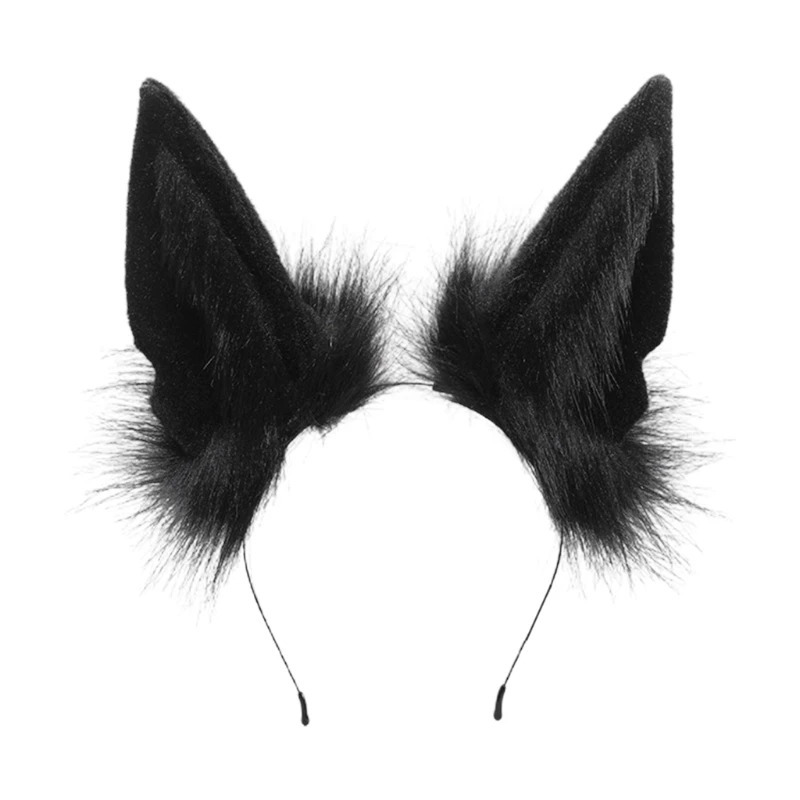 F42F Female Animal Wolf Ears Head Plush Hair Fur Headband Anime Halloween Christmas Role Playing Accessories 241018