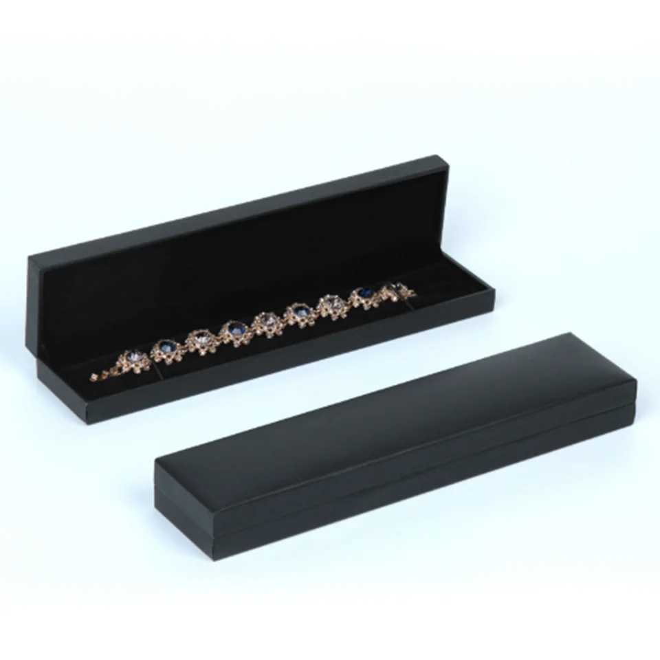 High end leather paper black right angle filling paper single/double ring box jewelry earrings necklace bracelet packaging set W241019