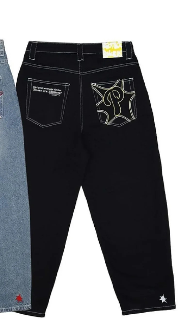Y2K fully inspiring Patchwork fashion heavy industrial jeans high street American hip-hop fashion retro straight pole 241019