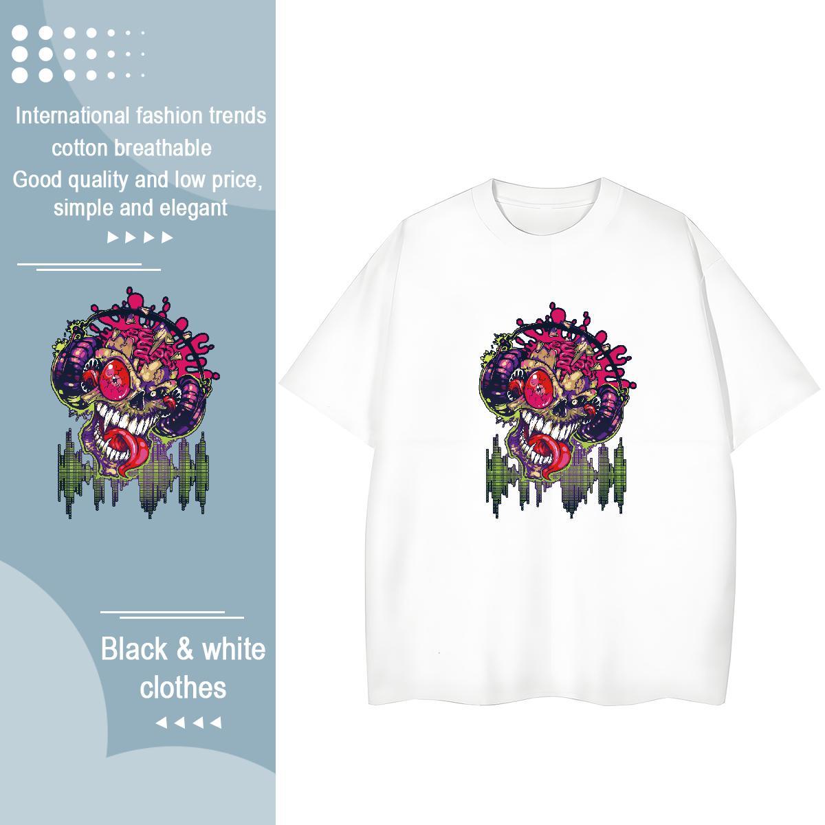 Designer Women T Shirts 230g Pure Cotton Breathable Short Sleeve Sports Street Wear skull Womens Tshirts Unisex DIY Logo Top Tees