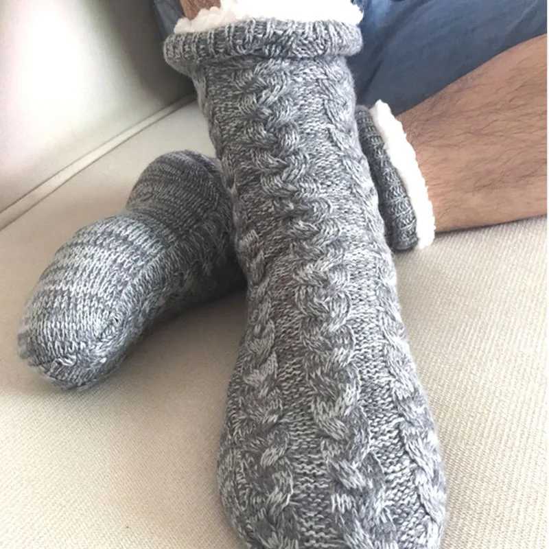 Men Winter Thickened Knitted Floor Socks Woven Thermal Cashmere Womens Carpet Home Plus Velvet Sleep Socks Slippers Leg CoverXJ241019