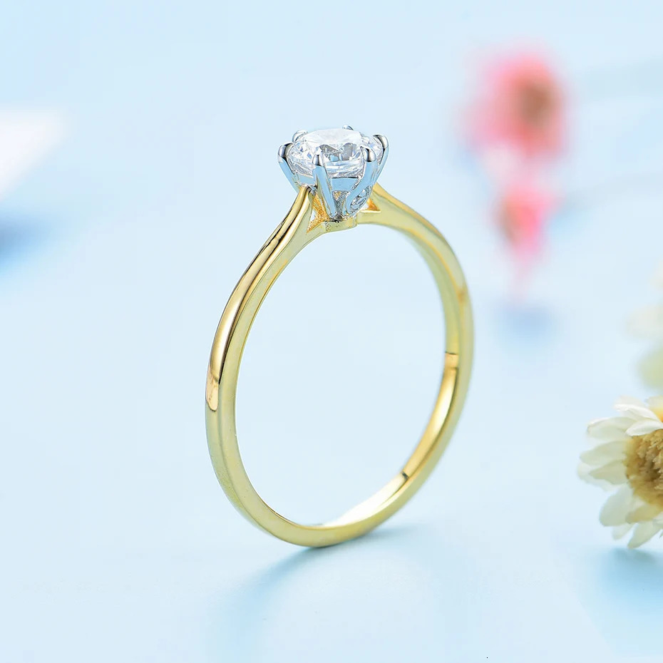Kuololit Solid 58514K10K Gold Natural Ring VVS D Color Card Set Ring 241007