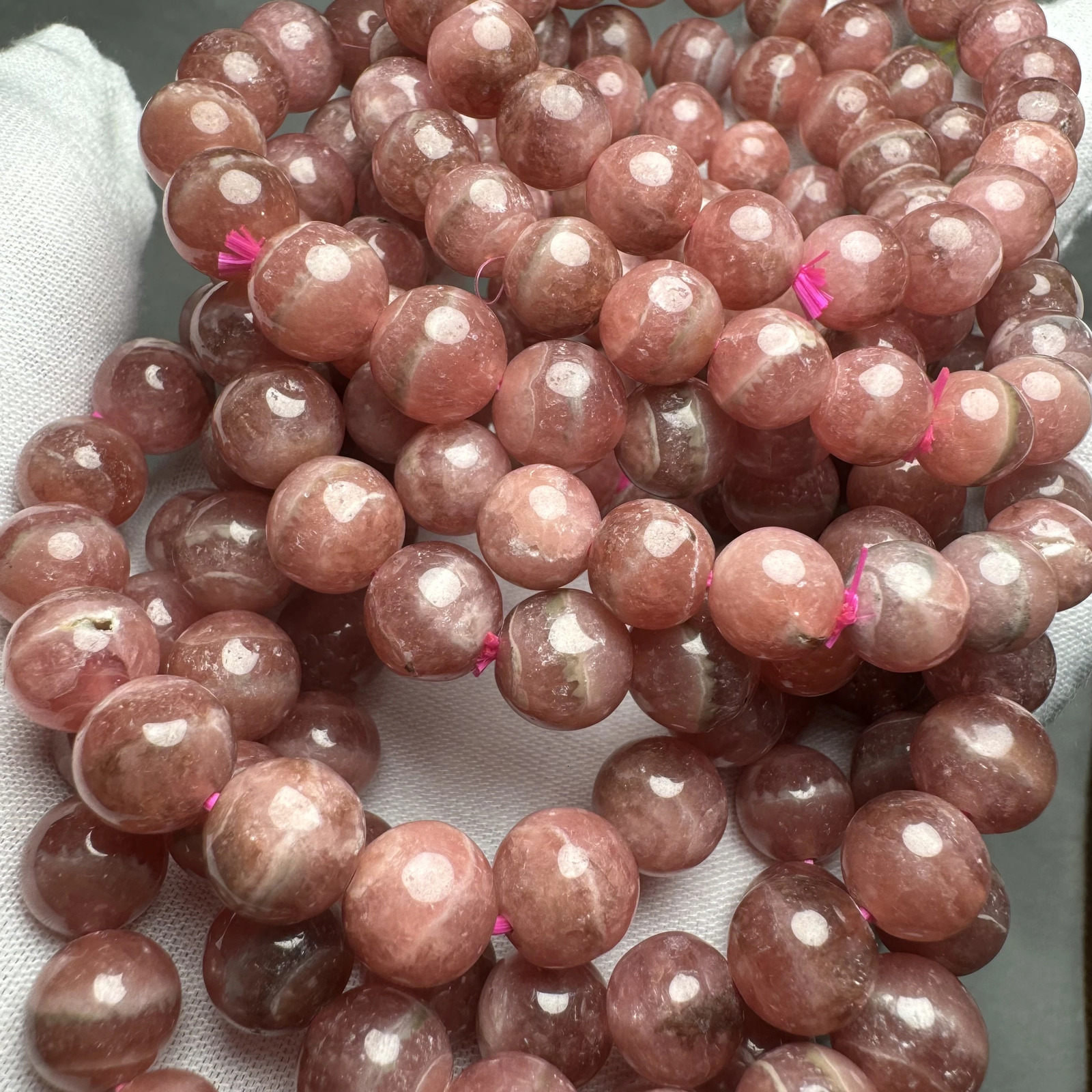 Meihan Wholesale AA Natural Argentine Rhodochromite Bracelet Smooth Round Loose Beads for Jewelry Making DIY Gifts 241018