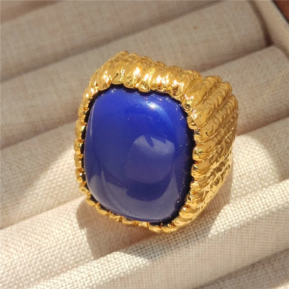 2024 Agate Crystal Open Ring Gold Metal Natural Stone Womens Jewelry Elegant Party Birthday Gift 241018