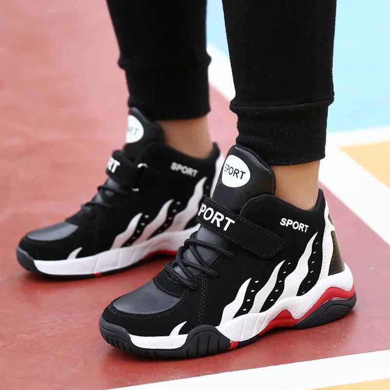 Athletic Outdoor Warm winter childrens shoes sports boys casual shoes top-notch tennis childrens sports shoes plush leather running sports shoes new H