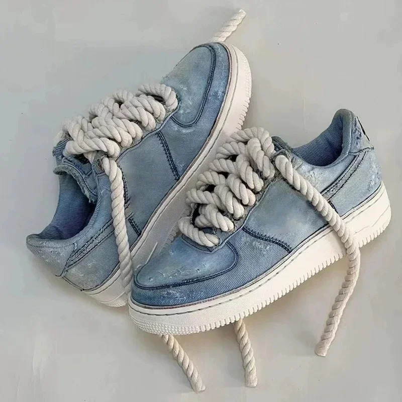 120160CM Thick Cotton Line Weaving Twisted Rope Bold Shoelaces Women Men Sneakers Lowtop Canvas Shoe Laces Strings 241019