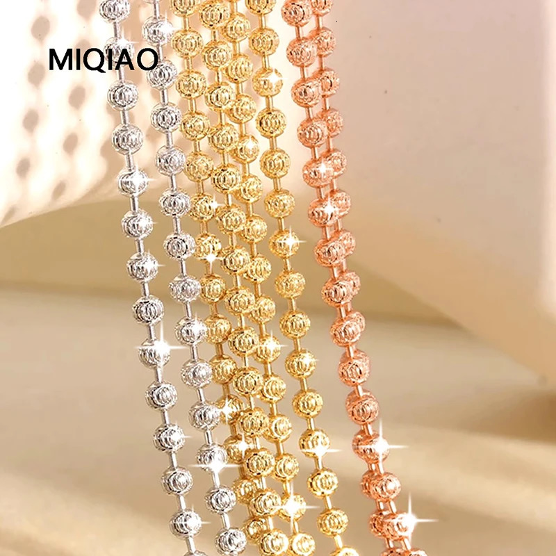 MIQIAO 925 sterling silver Italian womens necklace jewelry ball diamond cutting chain womens necklace length 40 45 50 55 60CM 241018