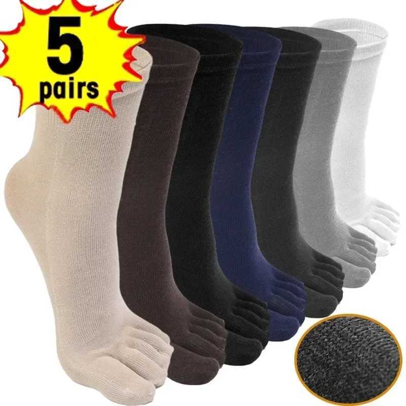 Toe Long Socks Autumn Winter Men Solid Color Warm Cotton Five Fingers Socks Daily Sports Running In Tube Socks Fashion AccessoryXJ241019