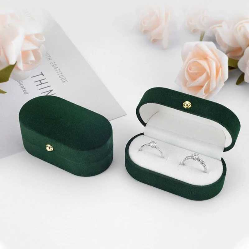 Couple Wedding Ring Box Double Slot Ring Storage Box Holiday Gift Packaging Display Velvet Bead Box W241019