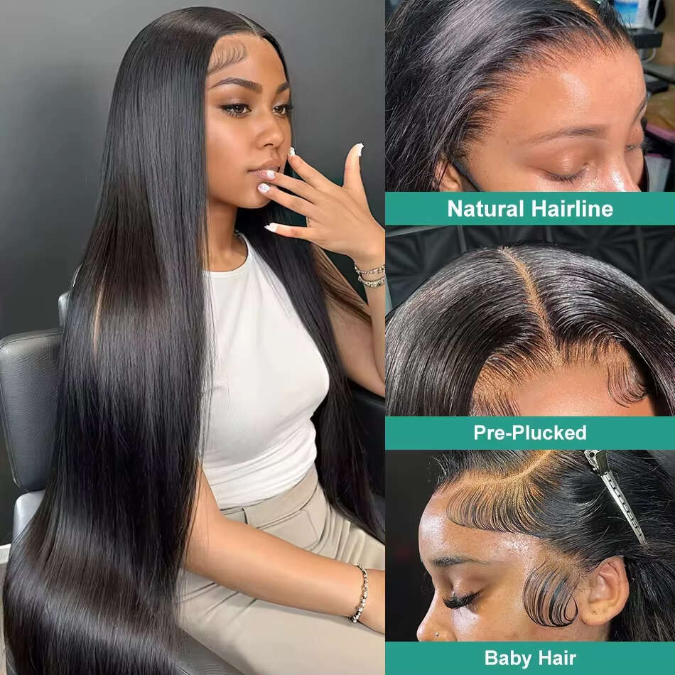 POKER FACE 30 40 Inch Bone Straight 13x4 13x6 Transparent Lace Front Human Hair Wigs Brazilian 250 Density Frontal Wig