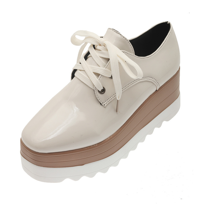 Large size women's shoes 2024 Spring and Autumn new round toe lace up sponge cake thick sole single shoe for women