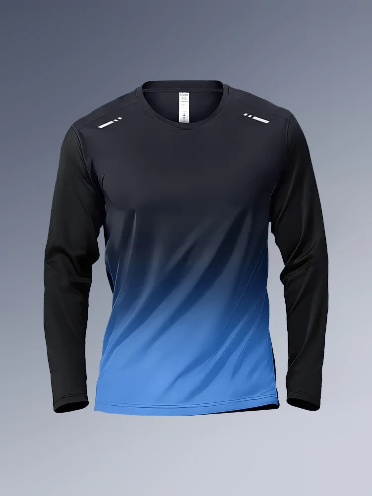 Mens long sleeved T-shirt fitness suit mens spring and autumn quick drying training suit sports T-shirt elastic running top 241018