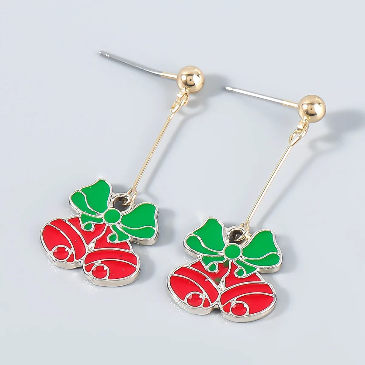 Alloy Dripping Oil Christmas Bell Earrings Suitable for Female Santa Claus Creative Red and Yellow Stud Earrings Jewelry Gifts Wholesale 241018