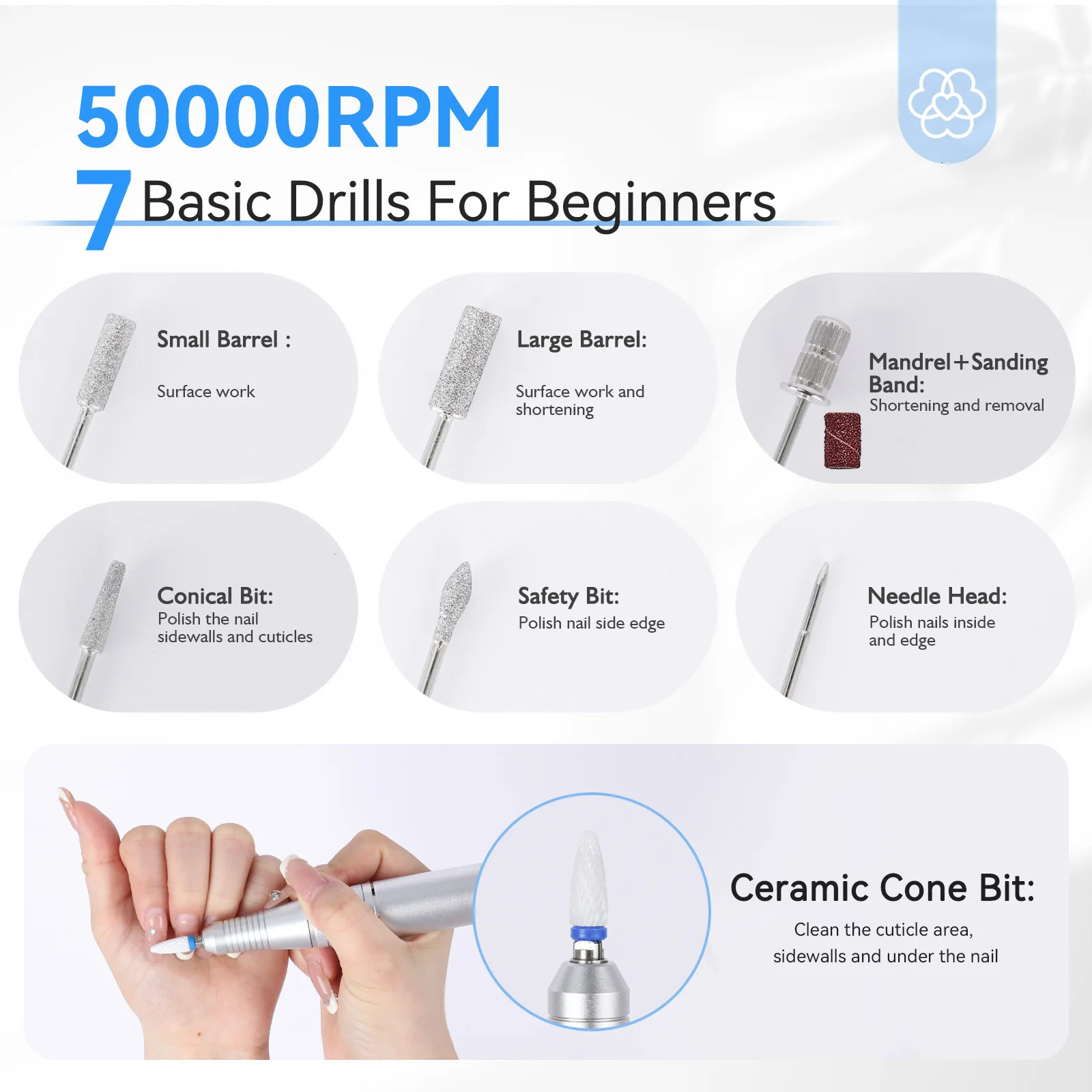 SAVILAND 50000RPM electric nail drill kit with drill bit drill bit nail file buffer dust brush acrylic nails for faster removal 241007