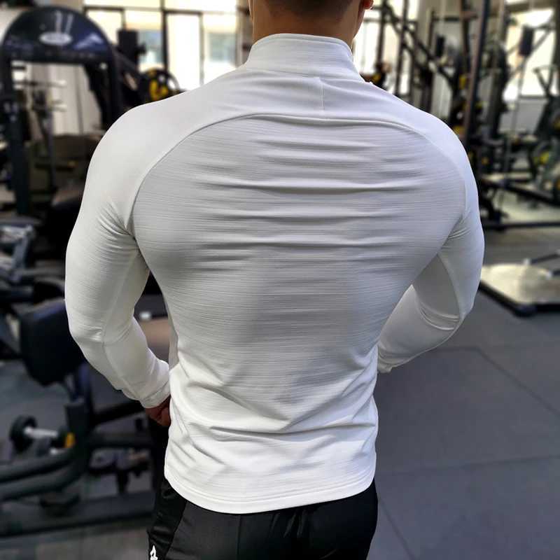 New Winter and Autumn Sportswear Mens Zipper Elastic Quick Drying Running Jacket Fitness Gym Sportswear Top Mens Sportswear W241018
