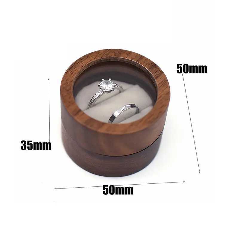 New wooden ring box jewelry display lover ring holder suggested engagement wedding organizer golden wedding anniversary gift W241019