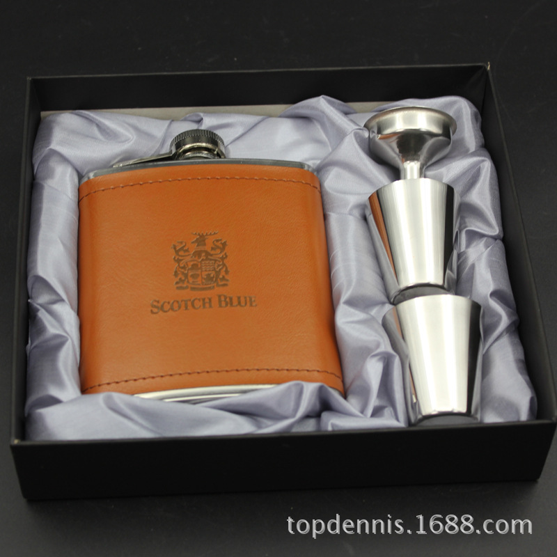 Portable stainless steel wine pot 7-ounce small wine pot high-end set with wine glass funnel customizable wine bottle gift box