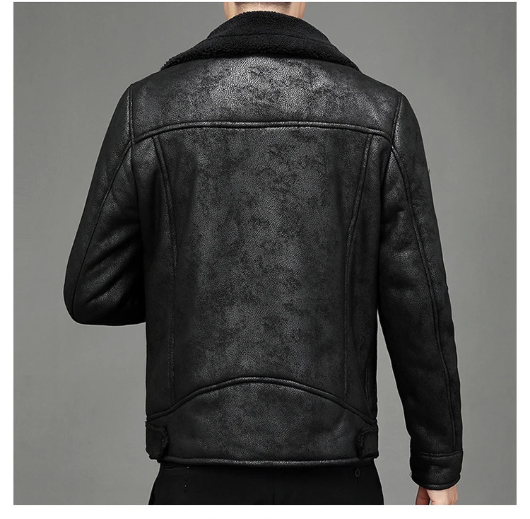 Autumn/Winter Mens Suede Jacket with Velvet Collar Thick Warm Fashion Boutique Leather Large PU Coa 241007