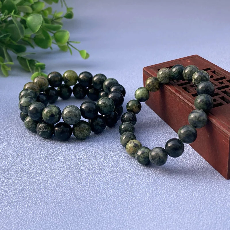 Natural Jade Bracelet King Stone Therapeutic Bracelet Mens Real Chinese Xizang Jade Bracelet Stone Elastic Bead Bracelet 241018