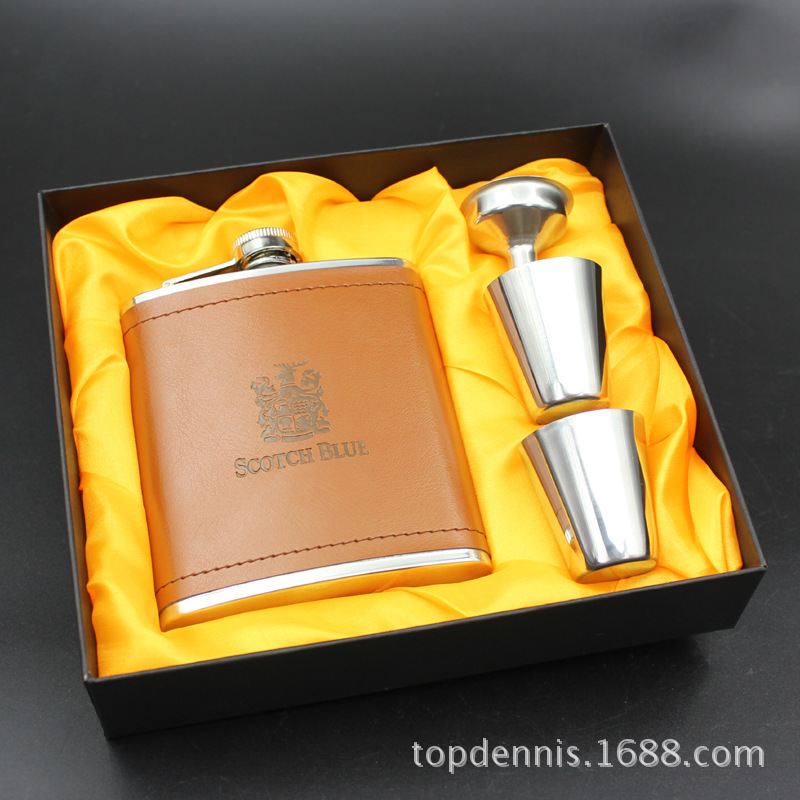 Portable stainless steel wine pot 7-ounce small wine pot high-end set with wine glass funnel customizable wine bottle gift box
