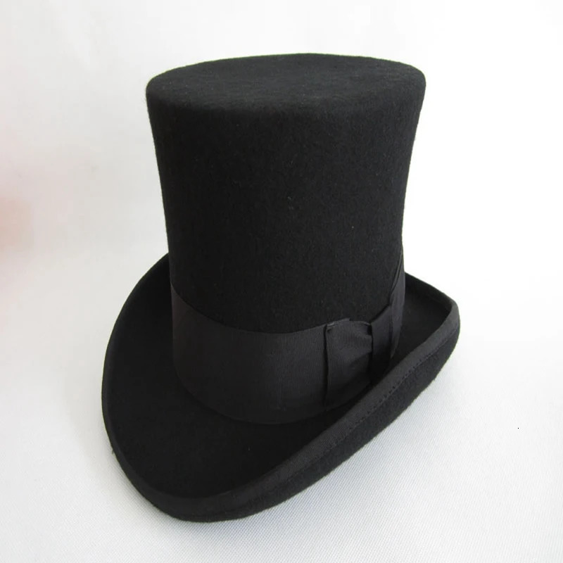 WZCX wool bow solid color performance magic hat unisex personality flat top jazz hat 241018