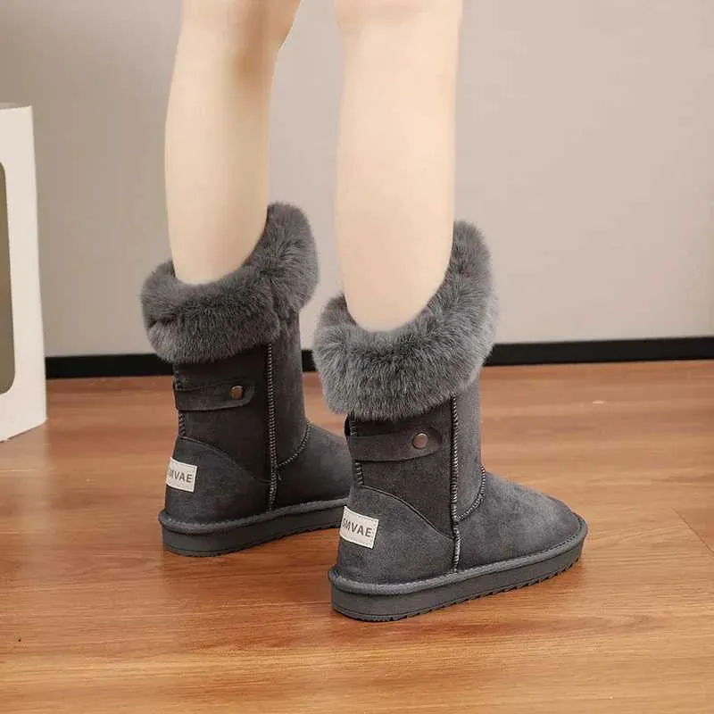 Female 2024 Winter New Fashion Platform Snow Boots Women Designer Boot Solid Round Toed Warm Plush Cotten Shoes Size 42 H240709
