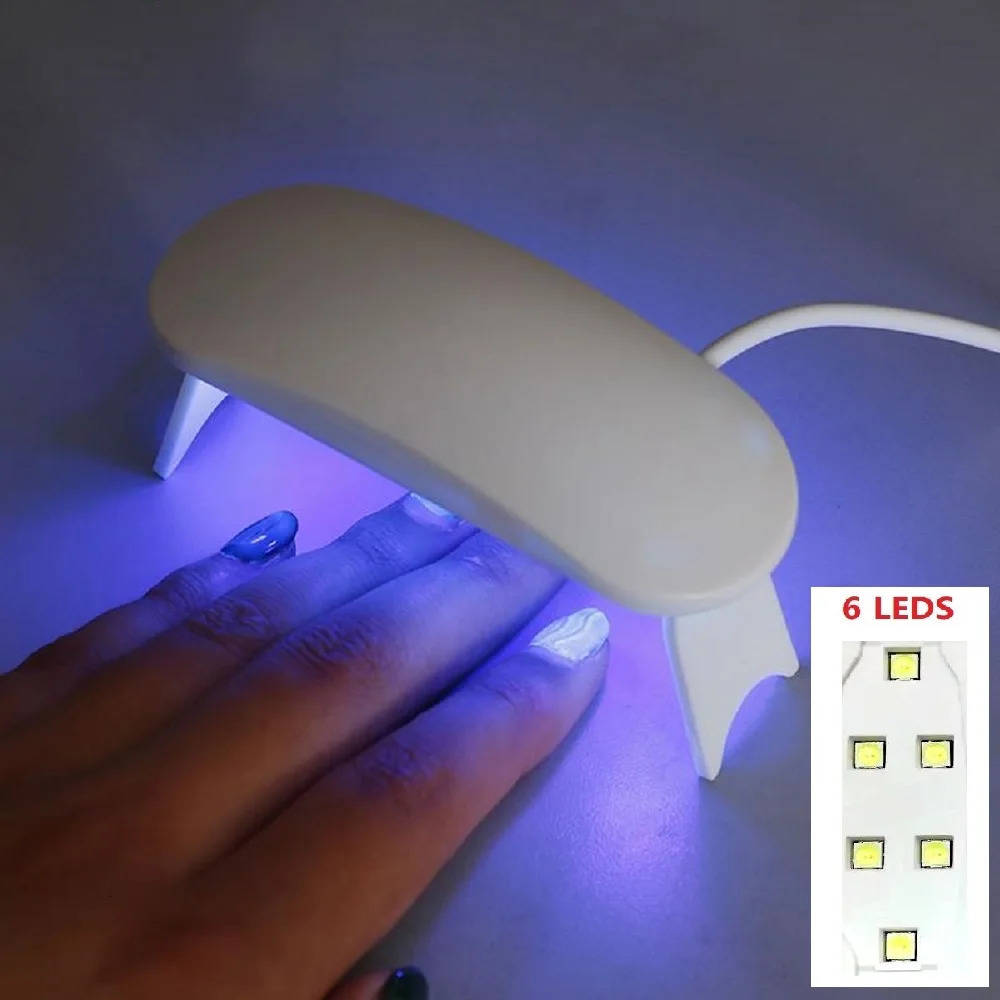 6 LED 6W professional mini UV LED nail lamp Usb lamp gel curing LED nail dryer portable USB cable nail 241018