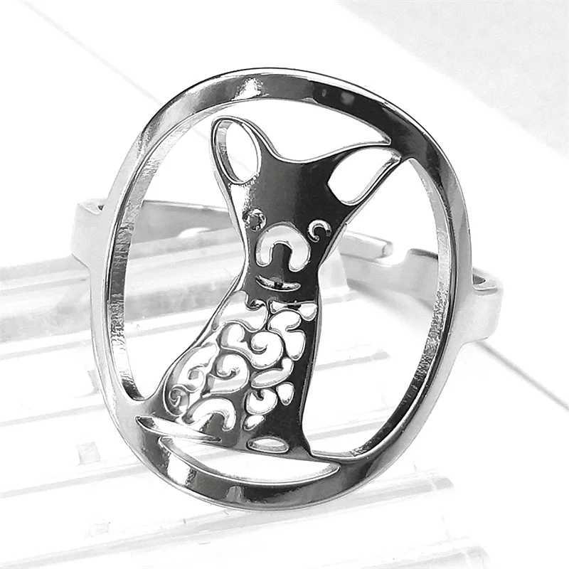 Cute animal Chihuahua dog ring mens stainless steel adjustable finger ring pet lover jewelry gift anillos RS01 Y241019