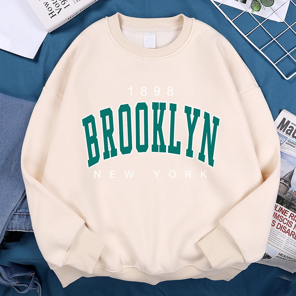 1898 Brooklyn York Printing Clothes Man Pullover Fleece Sweatshirt Fashion Casual Loose Hoody Autumn Cartoon Women Hoodie 241010
