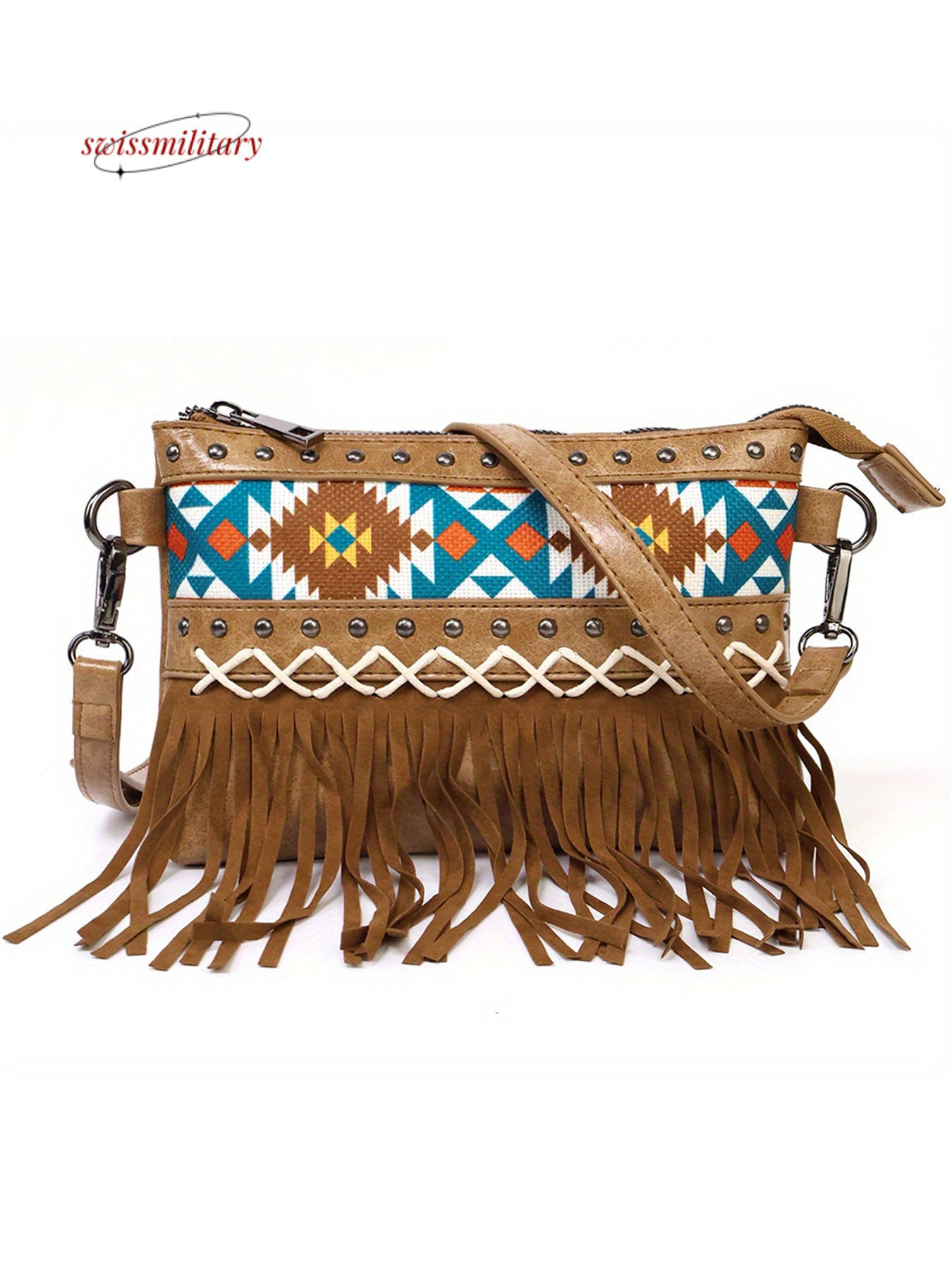 Printed canvas tassel personalized western crossbody bag Bohemian TK #46 swissmilitary