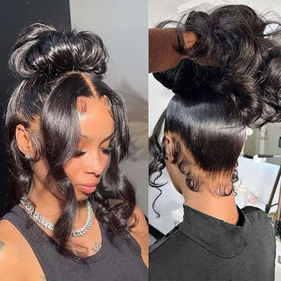 32 34Inch Body Wave 360 Human Hair 13x6 Front Wig 13x4 HD Transparent Lace Frontal Wigs For Black Women Bg