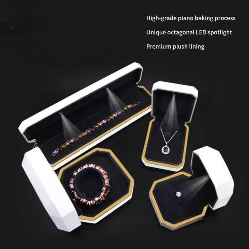 Jewelry ring box necklace with light bracelet earring velvet stand watch case bracelet suggested ring display organizer W241019