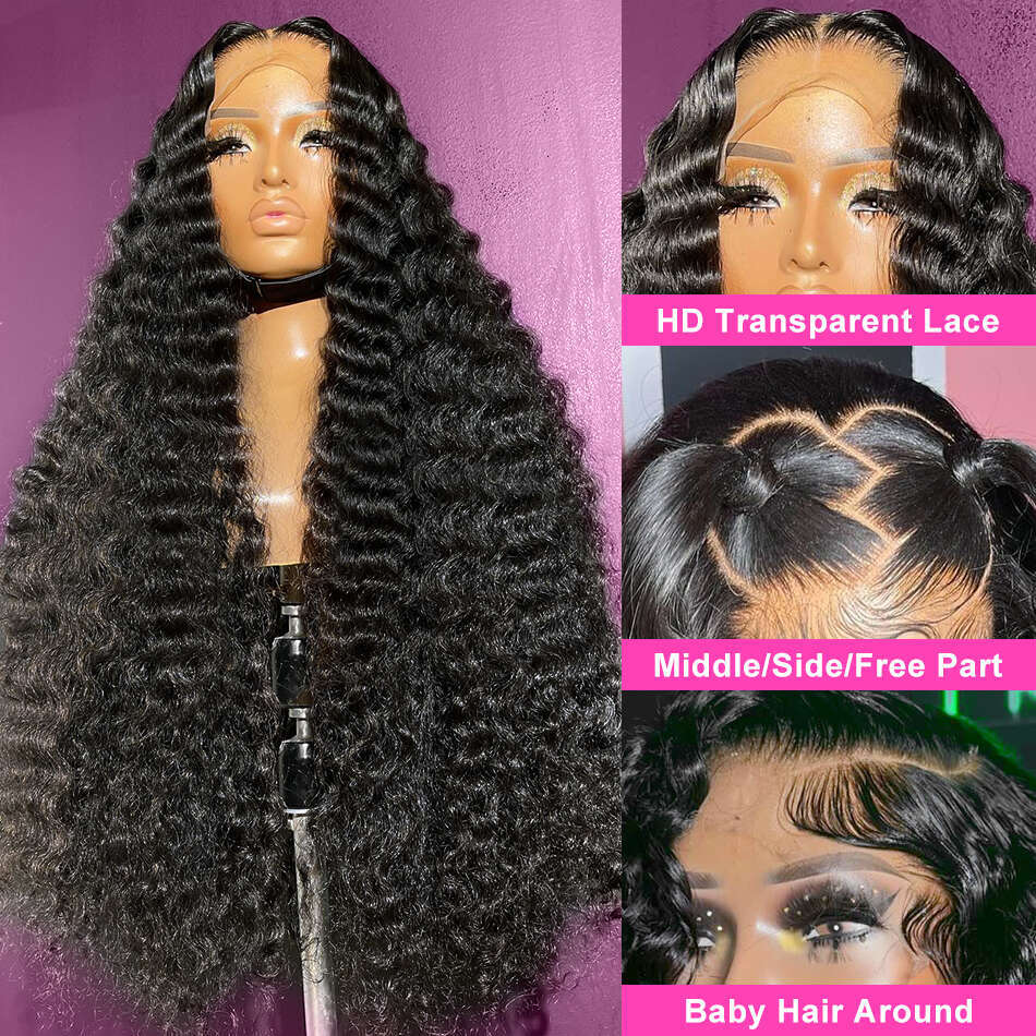 Melodie Loose Deep 220% Curly HD 13x6 Wigs Human Hair Pre Plucked Frontal 13x4 Water Wave Transparent Lace Front Wig