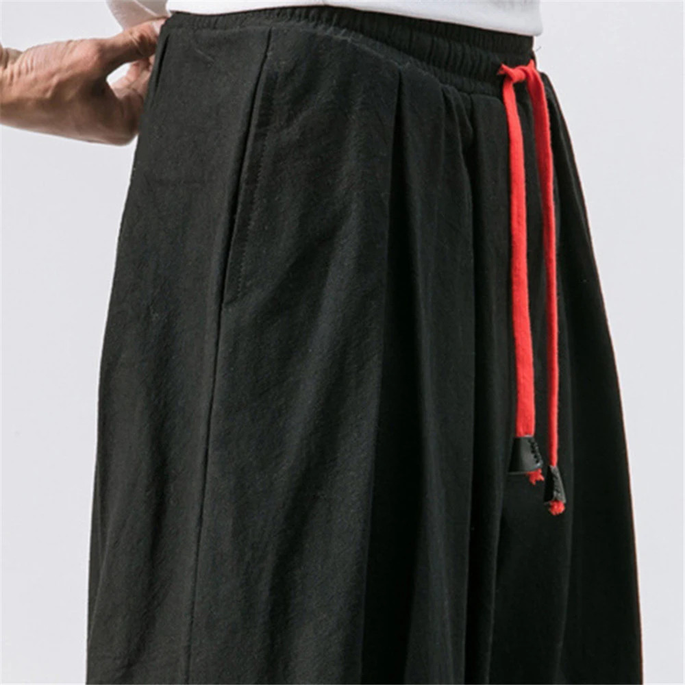 FGKKS Oversize Men Loose Harem Pants Autumn Chinese Linen Overweight Sweatpants High Quality Casual Trousers Male 241009