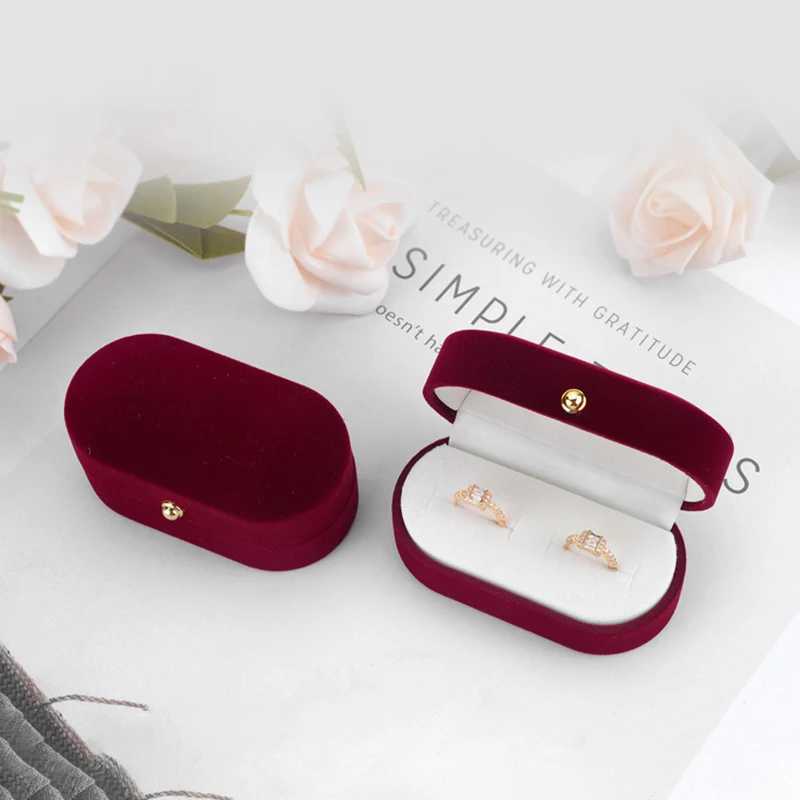 Wedding ring packaging box earring bracket velvet engagement couple ring Valentines Day gift dual ring storage display box W241019
