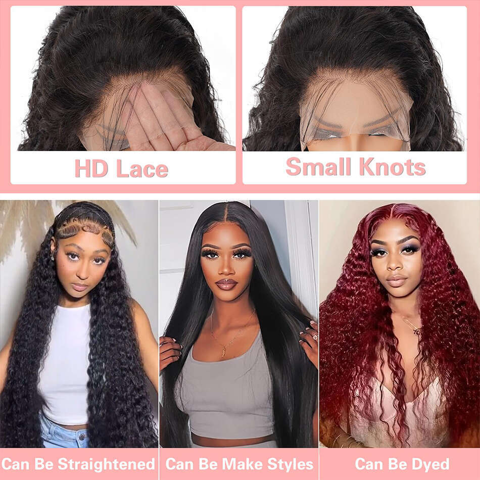 13x4 Water Wave Front Wigs Pre Plucked With Baby Brazilian Curly Lace Frontal Human Hair Wig For Women