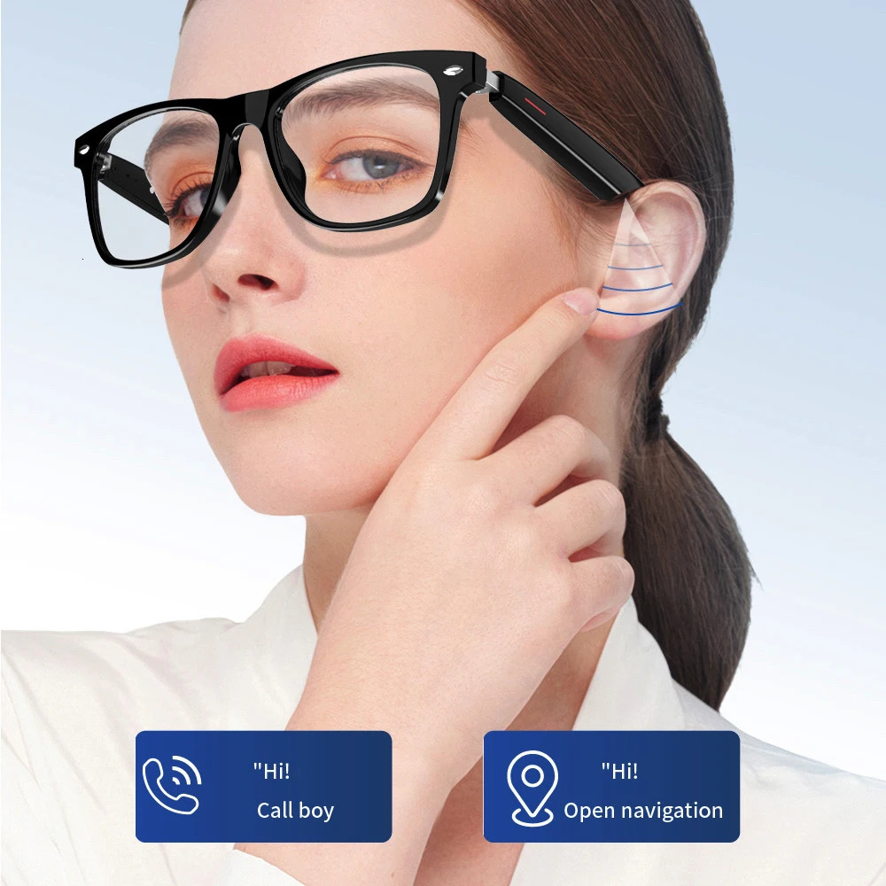2-in-1 earphones smart glasses Bluetooth audio calling AI voice noise reduction music glasses waterproof ser microphone calling glasses 241019 ww12