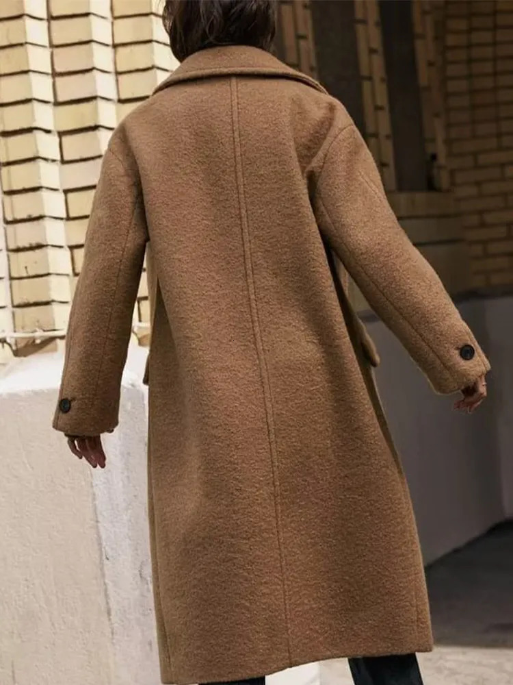 Chinchilia Woolen Coat 2024 Autumn Winter Fashion Notched Single Breasted Female Overcoat Long Sleeve Casual Lady Outwear 241010