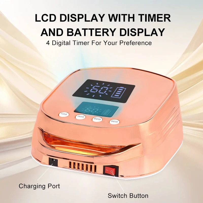 96w Gradient Gold Pro red light cordless LED nail light rechargeable battery UV LED nail light curing cordless LED nail light curing gel 241018